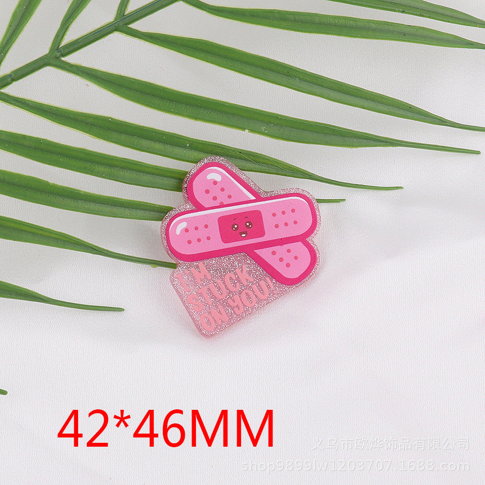 Wholesale 10pcs FlatBack Loose Powder Cartoon Acrylic Pin Cute DIY Patch